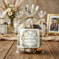 Boho Pampas Grass Daisy Graduation Thank You Favor Square Sticker