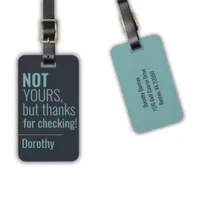 Blue Typography Funny Bag Name Address Luggage Tag