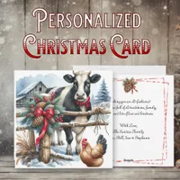 Beautiful Holiday Cow with Rooster Personalized