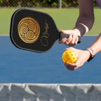 Triple Celtic Knot Swirl Mandala Personalized  Pickleball Paddle