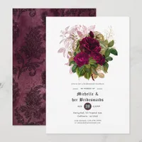 Blush Burgundy Gold Shabby Bridesmaids Luncheon Invitation