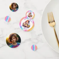 Cute Rainbow Anime Girl Birthday Cake Personalized Confetti