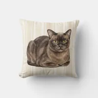 Watercolor Burmese Cat Throw Pillow