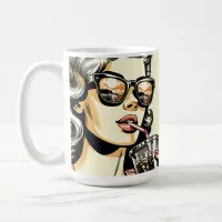 Pop Art Comic Book Pretty Woman Drinking Soda Coffee Mug