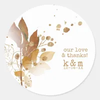 Golden Autumn Splash Wedding ID655 Classic Round Sticker