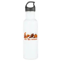 Tis The Season Fall Gnome Football Design Stainless Steel Water Bottle