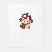 Cottagecore Aesthetic Cute Mushroom Playing Banjo  Fleece Blanket