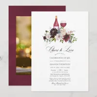 Burgundy and Blush Floral Wine Celebration of Life Invitation