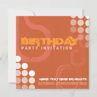 Orange Grunge Electro Party Birthday Invitation