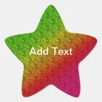 Floral Green Red Rainbow Gradient Diagonal Blend Star Sticker