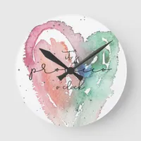 Fun It's Prosecco O'Clock Watercolor Round Clock