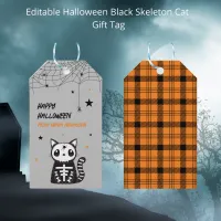 Scary Halloween Black Skeleton Cat Kids Cute Gift Tags