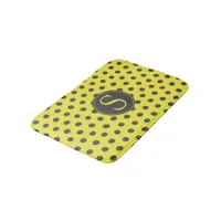 Yellow & Grey Polka Dots with Custom Monogram Bath Mat