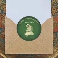  Elegant Baby Shower Thank You Olive Green & Beige Classic Round Sticker