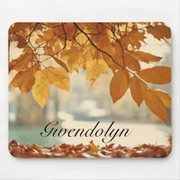 Golden Autumn Fall Leaf Nature Scenery Mouse Pad