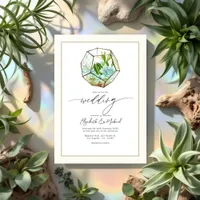 Terrarium Garden Wedding Photo and QR Code Invitation