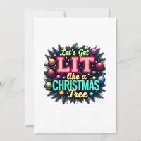 Let's Get Lit -  Funny Christmas Pun Graphic Holid Holiday Card