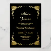 Formal Classic Black Gold Foil Wedding Invitation