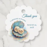 Beach Wedding Pearls Shell Elegant Ocean Theme  Favor Tags