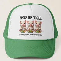 Cute Spare the Piggies Eating Salads Trucker Hat