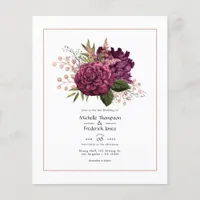 Marsala and Rose Gold Floral Vintage Wedding Flyer