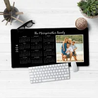 2024 Calendar Full Year Black Modern Photo Desk Mat