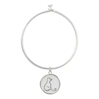 Single line cat silhouette bangle bracelet