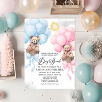 Boy or Girl invitation, Gender Reveal Bear And Bow Invitation