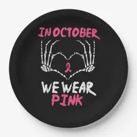 Breast Cancer Awareness Skeleton Heart Women Paper Plates