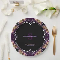 Gothica Dark Magic Monogram Special Event Wedding Paper Plates