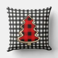 Buffalo Plaid, Red Gingham Christmas Trees    Throw Pillow