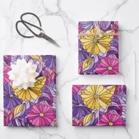 Stained Glass Abstract Purple Yellow Pink Wrapping Paper Sheets