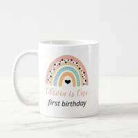 Rainbow & Hearts 1st Birthday Party Coffee Mug