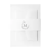 Chic Elegant Gray White Watercolor Floral Wedding Invitation Belly Band