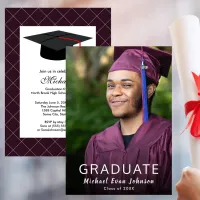 Purple White Photo Graduation Class of Party Invitation