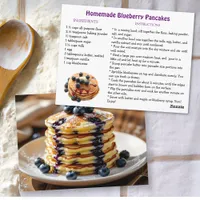 Homemade Blueberry Pancakes Recipe Card