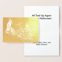 Tied Up Scarecrow Custom Names Happy Halloween Foil Card