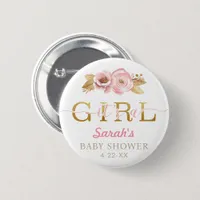 It’s a Girl Blush Pink Baby Shower Button