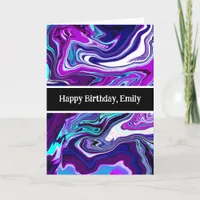 Purple, Blue and Teal Abstract Marble   Card