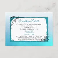 Aqua Blue Wedding Details Card