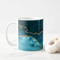 Turquoise - Teal and Gold Agate Coffee Mug