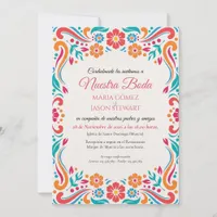 Floral Traditional Folk Art Spanish Wedding Invitation