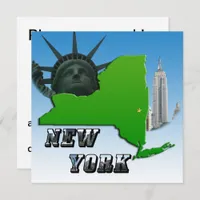 New York Map, Statue of Liberty, Monument Invitation