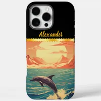 Dolphin gracefully leaping through vibrant ocean iPhone 16 pro max case