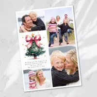 Christmas Tree Coquette Bow Photo Collage Holiday Card