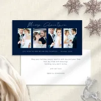 Newlyweds 4 Photos Navy Merry Christmas Holiday Card