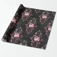 Ornate Vintage Rose Harlequin Pattern Wrapping Paper