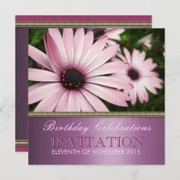 Pink Petals Flower Birthday Party Invitation