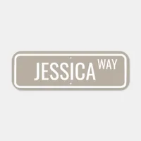 Personalized Neutral Greige Grey Beige Street Name Metal Sign