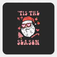 Groovy Christmas Santa Tis The Season Square Sticker